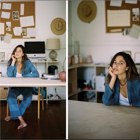 LACAUSA Rooney Blazer jacket hemp plaid artsy lagenlook powder blue indie clean - Picture 9 of 15